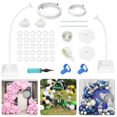 Imagem de Balloon Arch Kit 8.2FT & 5FT, Adjustable Half Balloon Arch Stand with Base, Floor Balloon Stand Plant Support Stands for Wedding Birthday Baby Shower School Welcome Party Yard Lawn Home Decor White