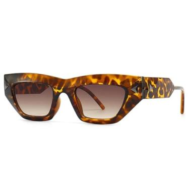 Imagem de Óculos de sol estilo olho de gato feminino, vintage, colorido, masculino, degradê (degradê de chá de leopardo)