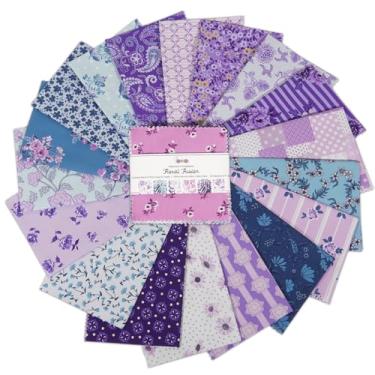 Imagem de 40 peças de quadrados de tecido de algodão DIY de 12,7 cm x 12,7 cm, patchwork de bolo de 12,7 cm, pacote de pingentes de colcha pré-cortada, pacote de quartos de costura DIY, pacotes de tecido