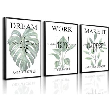 Imagem de 3 peças motivacional decoração de parede de escritório arte de parede inspiradora em tela, citações de empreendedores bem-sucedidos, impressão em tela para sala de estar, quarto, estudo, escritório,
