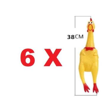 Imagem de Kit Brinquedo Cachorro 6 Galinha Frango Gritador 38 cm - VETMOC