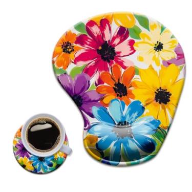 Imagem de HOPONY Mouse pad de gel para descanso de pulso - mousepad ergonômico para escritório com suporte de pulso - antiderrapante, design de acessórios de mesa para decoração de casa e jogos, floral fofo