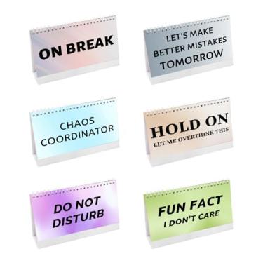 Imagem de Acessórios Placa de mesa engraçada para decoração de mesa de escritório colega de trabalho 30 diferentes mensagens divertidas e viradas - 10 x 17 cm