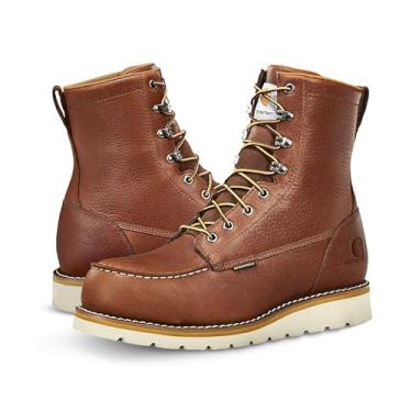 Imagem de Carhartt Bota masculina impermeável de 20 cm Moc Steel Toe Construction Wedge Work Boot, Brandy Brown, 13 Wide