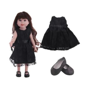 Imagem de Roupas De Boneca De Pelúcia Preta, Capa De Chuva Para Boneca De 43cm, 