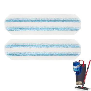 Imagem de Pacote com 2 almofadas de esfregão reutilizáveis compatíveis com o sistema O-Cedar/Vileda H2prO, refis de almofadas de microfibra, laváveis na máquina até 100 vezes, uso seco e úmido adequado para