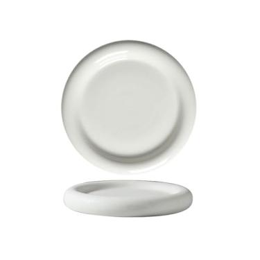 Imagem de Prato de espaguete leve de estilo europeu placa de cerâmica preta e branca com bordas grossas criativas - branco brilhante de 25,4 cm