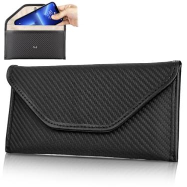Imagem de T-carbon Bolsa Faraday para telefones e chaves de carro, bolsa Faraday de fibra de carbono, bloqueador de bloqueio de sinal RFID, antirastreamento, anti-hacking e anti-roubo, capa Faraday privacidade