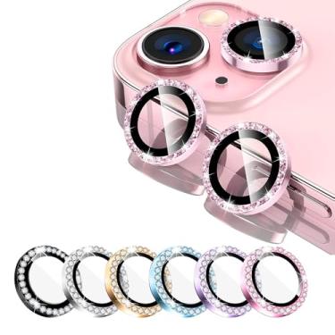 Imagem de Película de Vidro 3D 9D Compatível ¨Apple iPhone 15/15 PLUS Luxo Diamante Protetor de Câmera Lente Traseira (AZUL BEBE)