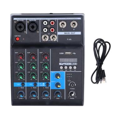 Imagem de 4 canais mixer de som profissional USB Bluetooth DJ Audio Mixing Console com 48V Phantom Power for Live Streaming Podcasts Performances de palco