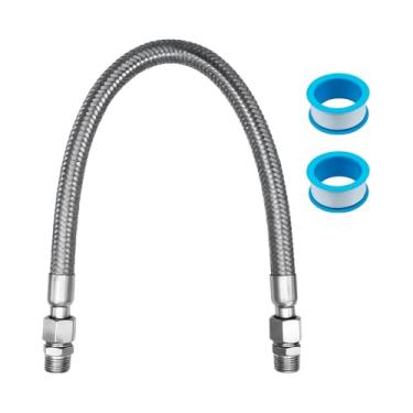 Imagem de Mangueira de jumper de compressor NPT de 1/5.1 cm, mangueira flexível de camada dupla de aço inoxidável 304, conexões giratórias de 360°, conector de linha de ar resistente a vibração (macho NPT de 50