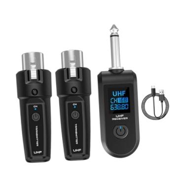 Imagem de menolana de adaptadores XLR do receptor de transmissor de áudio Recuperar equipamento de música vocal Microfone Microfone sem fio para guitarra, 1 in 2
