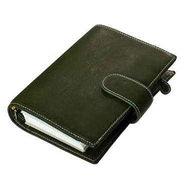 Imagem de Burxxong A6 Caixa organizadora pessoal XL Minerva de couro legítimo, caderno, planejador, tamanho de bolso, agenda de 25 mm (verde-oliva)