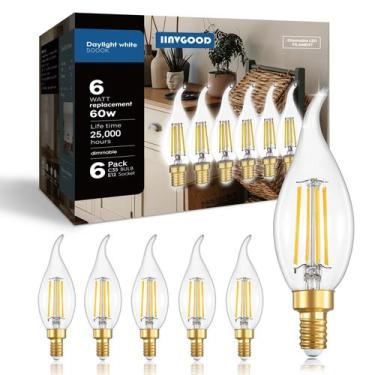 Imagem de Lâmpadas LED de candelabro IINVGOOD reguláveis 6W 700LM 5000K, pacote 