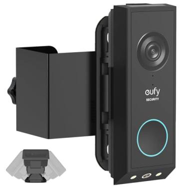Imagem de Borcorz Suporte de porta antifurto para Eufy E340, ângulo ajustável sem furadeira para campainha Eufy E340, 45° esquerda e 45° direita ajustável para locatários de apartamentos residenciais