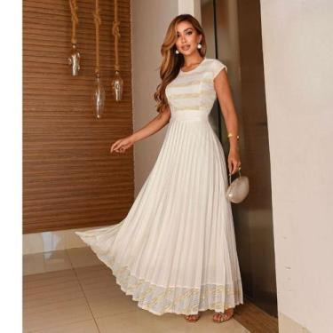 Imagem de Conjunto Cropet e Saia longa Plissada na malha flower moda evangélica 