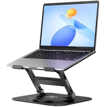 Imagem de MCHOSE Suporte para laptop, suporte de computador estável com design H, suporte ergonômico para laptop com base rotativa de 360°, notebook compatível com todos os laptops de 10 a 17 polegadas, preto