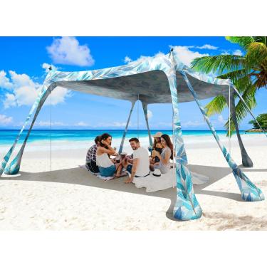 Imagem de Wabolay Tenda De Praia Com Cobertura Dobrável, 3 X Metros, Abrigo Solar Portátil Para A Família, Fps 50+, 8 Sacos Areia, 2 Pás 4 Postes Alumínio, Estacas Chão, Bolsa Transporte Acampamento Ao Ar Liv