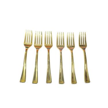 Imagem de Kit c/ 25 Mini Garfinhos dourado Descartável Plástico 10cm - Genérica