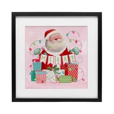 Imagem de Stupell Industries Impressão emoldurada Merry Pinkmas Santa preta sob o vidro por Nicole Tamarin, 33 x 33