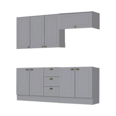 Imagem de Cozinha Modulada Cooktop 4 Peças Com Tampo Henn Americana Cinza