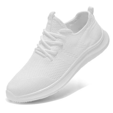 Imagem de Yamepp Tênis Feminino Sem Cadarço Para Caminhada, Leve, Respirável, Esportivo, Academia, Treino Cruzado, Branco, 7.5