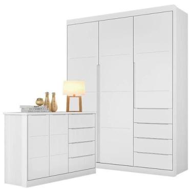 Imagem de Quarto de Bebê Pérola Cômoda E Guarda Roupa Branco - Phoenix baby