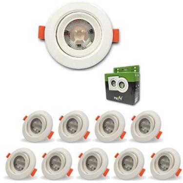 Imagem de Kit 10 Spot Dicroica Redondo Direcionável Led Smd 7W Quente - Maxxy