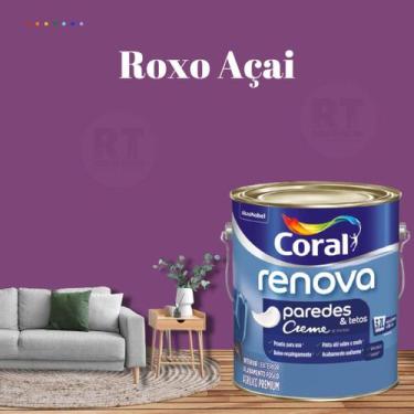 Imagem de Tinta Para Parede Acrílica Coral Renova Cor Roxo 3,2l Lavável Premium 