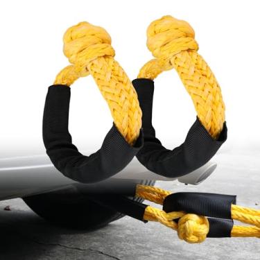 Imagem de RVZONE Corda de manilha macia sintética 1/2 polegada x 23 polegadas (17 kg) Kit de recuperação de manilha macia Offroad para UTV, ATV, caminhão, jipe, recuperação off-road