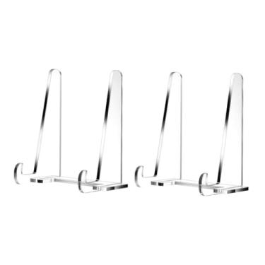 Imagem de Generic Suporte de acrílico transparente para pratos, suporte para porta-retratos, cavalete, para livros, para pratos decorativos, festa, escritório, casa, 2 Peças