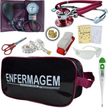 Imagem de Kit Academico Enfermagem Premium Preto Completo - Love Saude, VINHO EN