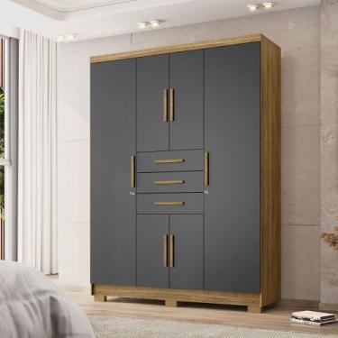 Imagem de Guarda Roupa Casal Belga 6 Portas de Bater 3 Gavetas com Cabideiros Na