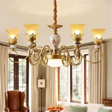 Imagem de Lâmpada Pendente Lustre LED Retro Cerâmica (C 3 Luzes) - Para Sala De Estar, Quarto, Estudo, Restaurante, Hotel, Café & Villa (J 6 Luzes)