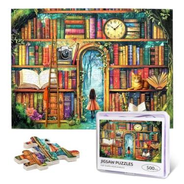 Imagem de Vintage Book Puzzles for Adults 500 Pieces Plant Floral Books Pages Jigsaw Puzzle, Retro Bookshelf Puzzles Literary Theme Puzzle for Book Lovers Hard Challenge Puzzle for Gifts Birthday Party Games
