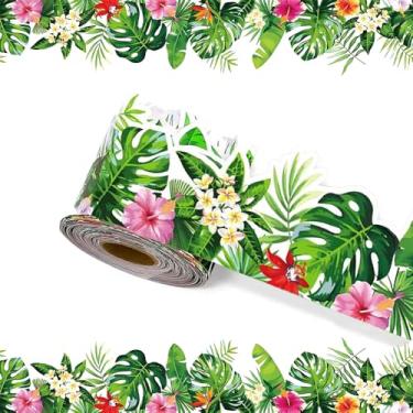 Imagem de Bordas de quadro de avisos 1,5 m, padrões florais e verdes para sala de aula, escola, escritório, quadro de avisos, decoração de porta de janela de parede