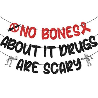 Imagem de Decorações de semana de fita vermelha, decoração sem drogas, decorações de festa de Halloween com fita vermelha, glitter vermelho e preto