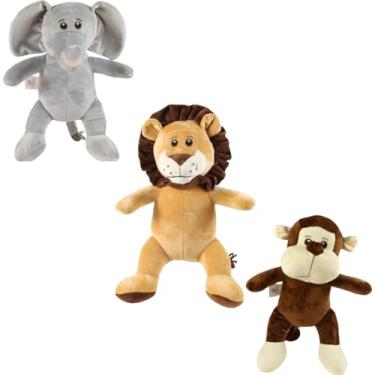Imagem de Trio De Pelúcias Safari 30cm Animais Dia Das Crianças Natal Bebê Baby Presente Festa Antialérgico Kwaii Festa Brinquedo Menina Menino Tematico Pré Definido Escolha O Seu! (ElefanteLeaoMacaco)