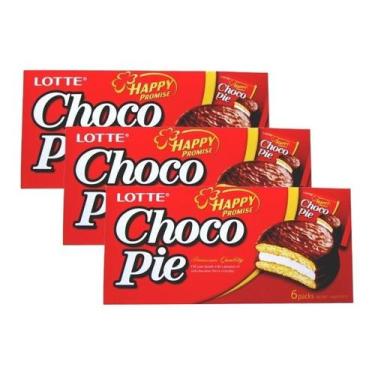 Imagem de kit 3 ALFAJOR DE CHOCOLATE COREANO CHOCOPIE 168G - LOTTE