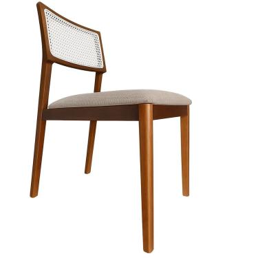 Imagem de Cadeira élise Madeira Maciça Linho Ou Boucle 2 Peças - Élpis Móveis Linho Papiro Imbuia