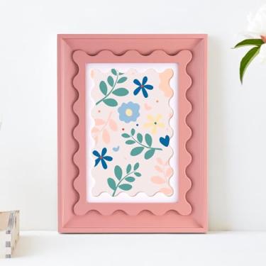 Imagem de Vicenpal Porta-retrato rosa recortado de 10 x 15 cm, linda moldura curvada de madeira para exibição de mesa, decoração de casa, família, amigos, presentes de formatura de casamento