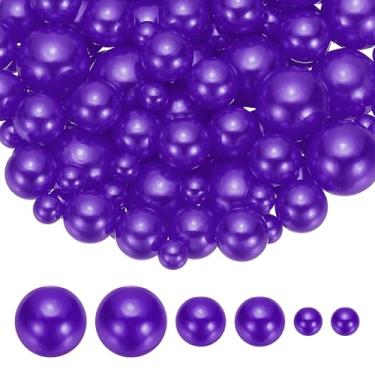 Imagem de PATIKIL Contas de pérolas falsas de 8/14/20 mm, 150 peças de enchimento de vaso de centro de mesa, contas redondas para festa, aniversário, casamento, decoração de mesa, caixa de presente, roxa