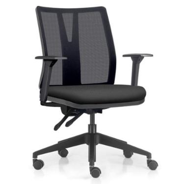 Imagem de Cadeira de Escritório Giratória Diretor Flow F02 Base Preta Sintético Preto - Lyam Decor