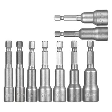 Imagem de BYYINGSUS Chave de fenda magnética de 6 mm-19 mm, chave de fenda sextavada 1/4, adaptador de broca para furadeiras elétricas, kit de soquetes de chaves de impacto (6-14 mm)