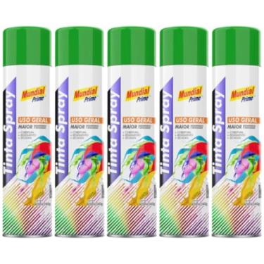Imagem de Kit 5 Tinta Aerossol Spray Verde Bandeira Uso Geral 400ml/240g Mundial Prime