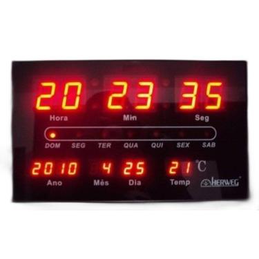 Imagem de Relógio de Parede Digital 30x19 cm Led Vermelho Herweg