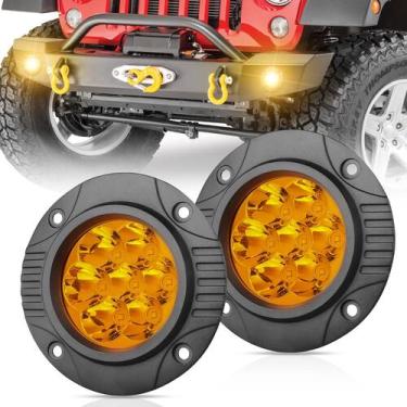 Imagem de Pods LED OFFROADTOWN Round Flush Mount, 5 polegadas, 80 W, âmbar, 2 un
