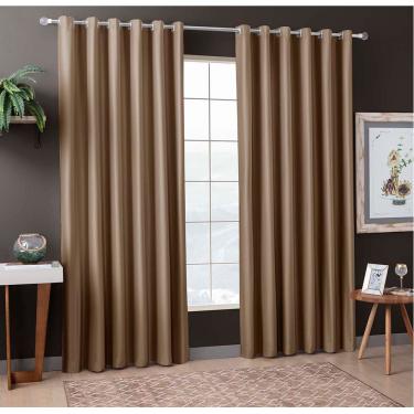Imagem de Cortina única Aveludada Ilhoses 300x250cm Suede Castor Sultan