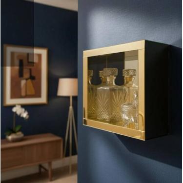 Imagem de Nicho Dourado Espelhado Parede Decoração - Inova Decor