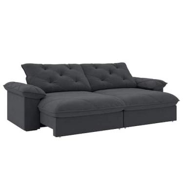 Imagem de Sofá Retrátil E Reclinável 4 Lugares 2,30m Slim Amsterdã Cinza Cinza -
